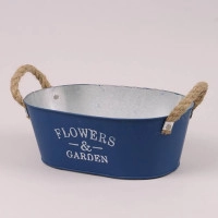 Кашпо металеве овальне синє Flowers & Garden 39368