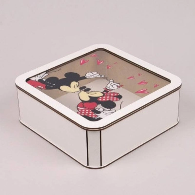 Коробка біла з прозорою кришкою квадратна "Закохані" 33267