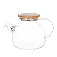 Чайник з боросилікатного скла з бамбуковою кришкою 1 л. 33449