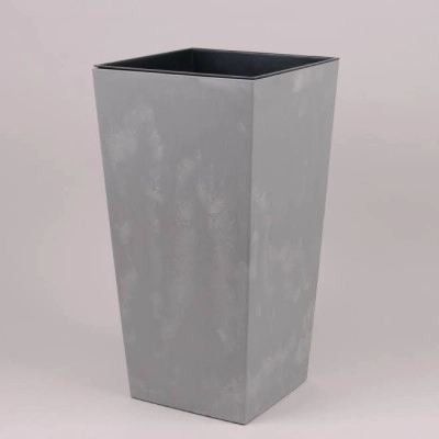 Горщик пластмасовий з вкладом FINEZJA ECO recycled сірий бетон 25х25см.