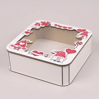 Коробка біла з прозорою кришкою квадратна "Гномики" 33284