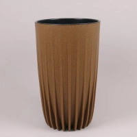 Горщик пластмасовий з вкладом Mira ECO WOOD високий натуральне дерево 29.5см.