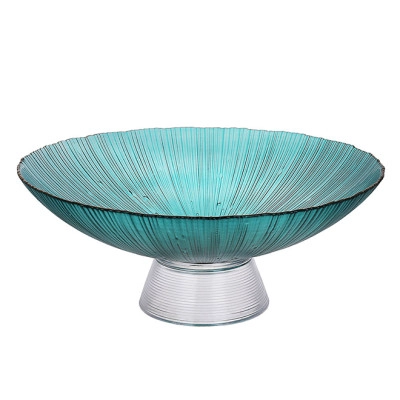 Фруктовница стеклянная Fleur изумрудная D-34 см. 33514
