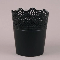 Горщик пластмасовий Lace чорний 18см.