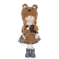 Фигурка мягкая новогодняя Девочка в медвежьей шапке 39 см. 13897