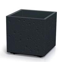 Горшок пластмассовый на роликах Sierra Square Beton Effect черный бетон 29х29см.