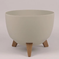 Горщик пластмасовий Misa Roma recycled бежевий 24см.