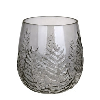 Ваза скляна Leaf сіра 19 см. 33799
