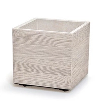 Горшок пластмассовый на роликах Madera Square ECO белый 29х29см.