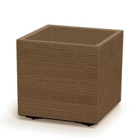 Горшок пластмассовый на роликах Madera Square ECO натуральное дерево 29х29см.