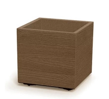 Горщик пластмасовий на роликах Madera Square ECO натуральне дерево 29х29см.