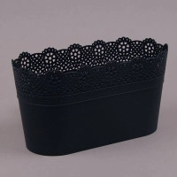 Горщик пластмасовий овальний Lace антрацитовий 28.5см.