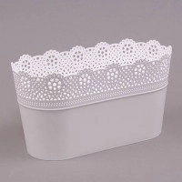 Горщик пластмасовий овальний Lace білий 28.5см.
