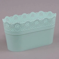 Горщик пластмасовий овальний Lace смарагдовий 28.5см.