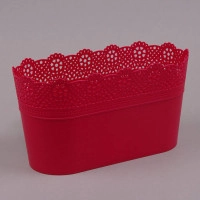 Горщик пластмасовий овальний Lace малиновий 28.5см.