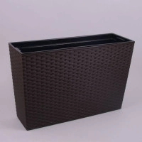 Горщик пластмасовий з вкладом WERBENA RATTAN коричневий 56см.