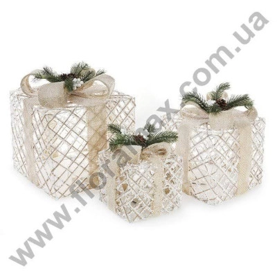 Новогодняя декорация Подарки (3 шт.) с LED-подсветкой 32003