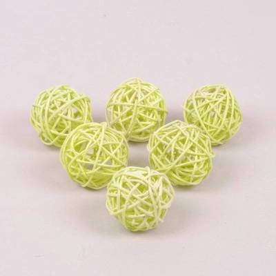 Шары из ротанга зеленые 6 шт. D-5 см. 8971
