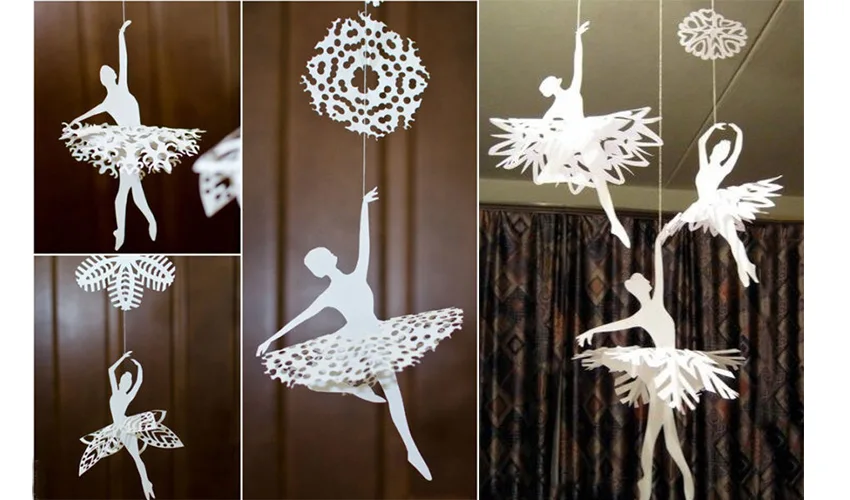 Как украсить балеринами на новый год. Снежинки балеринки из бумаги. Как сделать балерину из бумаги